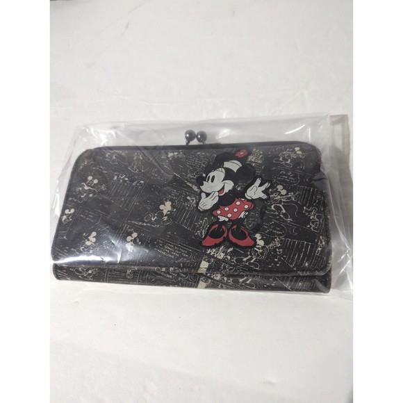 DISNEY COUTURE Minnie Mouse Black Wallet Organizer Kiss Lock by Loop Fun Gift - Picture 8 of 8